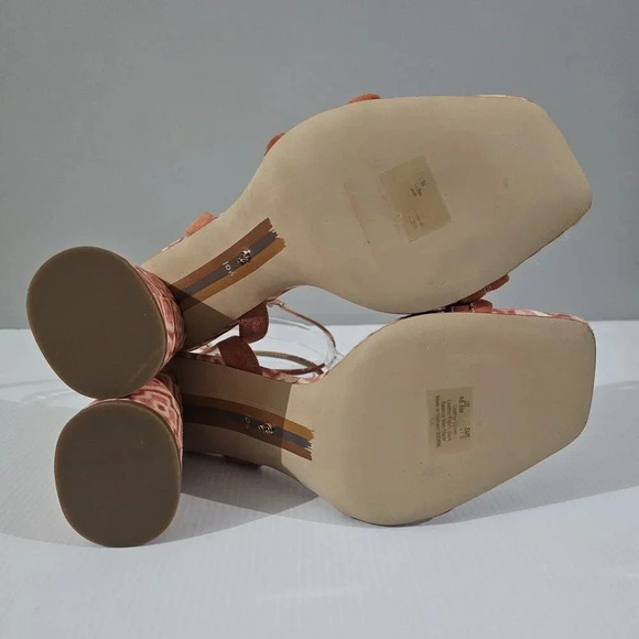 NEW Sam Edelman Kia Heel Womens 10.5 Terracotta Pink Suede Strappy Sandal Aztec - Picture 10 of 13